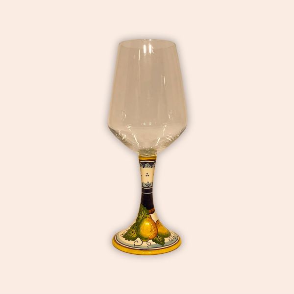 ELEGANT LEAD-FREE CRYSTAL GLASS WITH CERAMIC STEM: LEMON DESIGN cm.23h